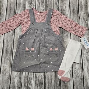 Carters 3 piece floral bunny dress set